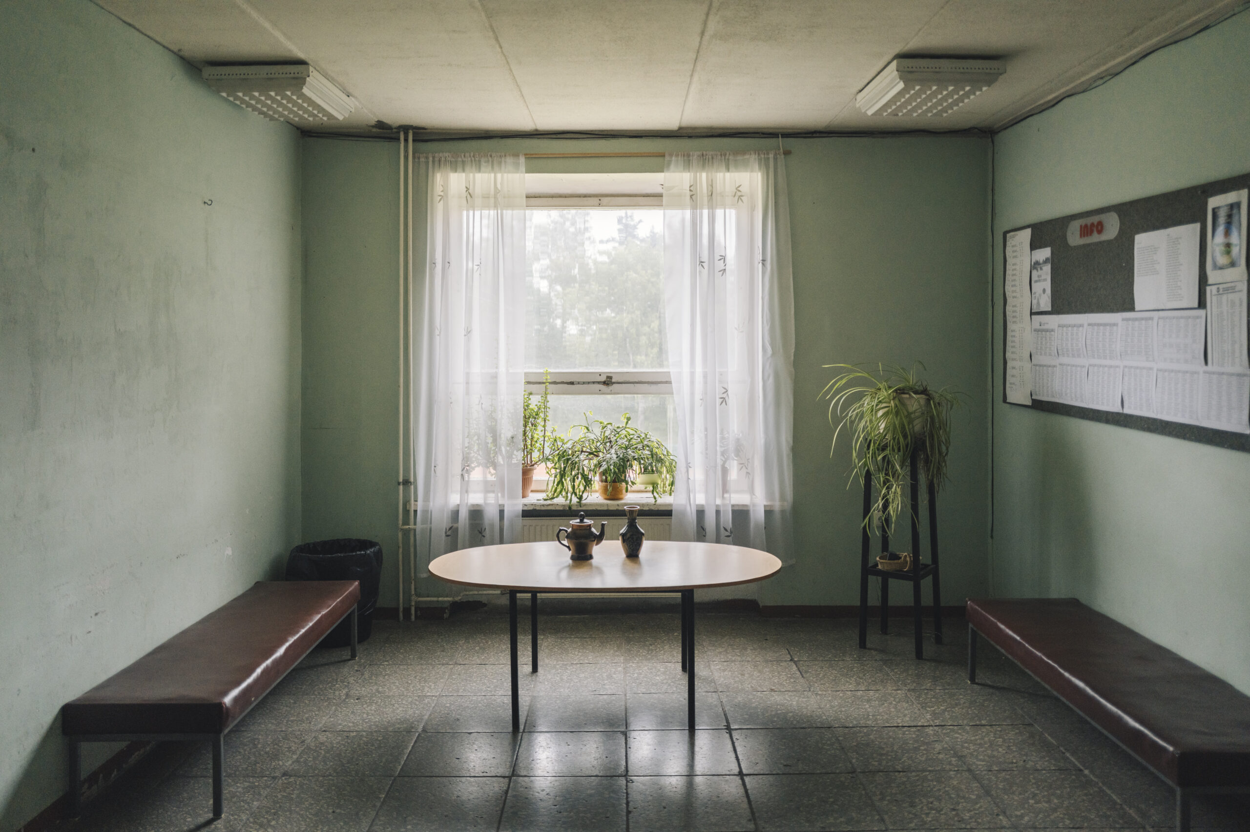 The lobby of the Metsa 7 sports hall before reconstruction